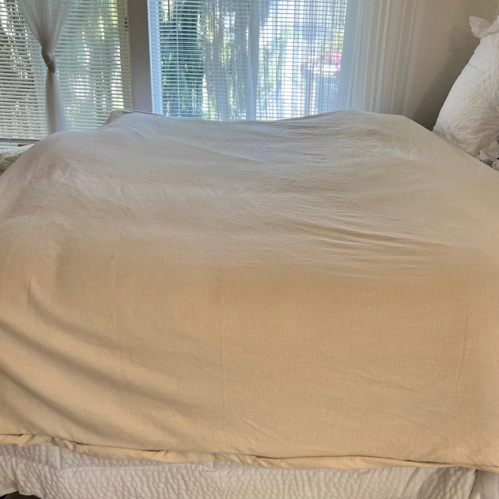 Casaluna Heavyweight Linen Blend Duvet Cover Full / Queen Natural Beige Textured